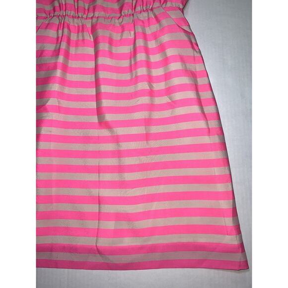 J. Crew Factory Dress Size 6 Pink Cream Striped Spaghetti Strap Elastic Waist - Picture 5 of 15